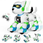 Robot Dog Toys for Kids, Remote Control Robotic Pet, Smart Programmable Puppy with Voice Control, RC Stunt Music Imitation Animals Toy,Green